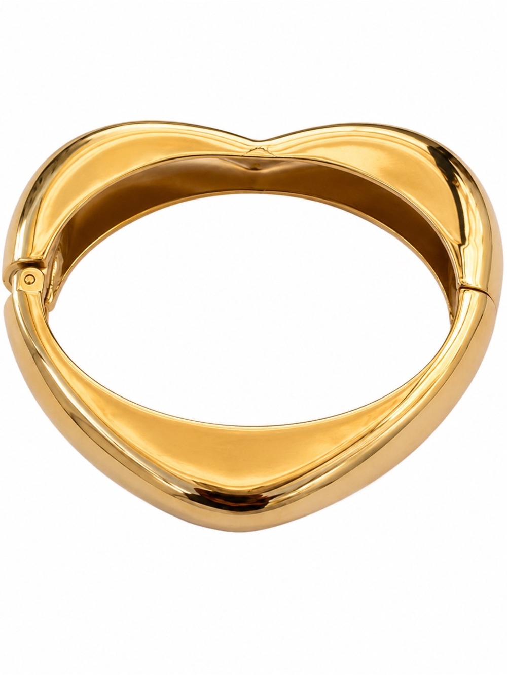 Gold Tone Heart Shaped Minimalist Bangle Bracelet